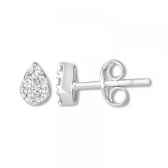 Diamond Teardrop Earrings 1/5 ct tw Round-cut 10K White Gold