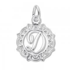 Letter D Charm Sterling Silver