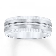 8mm Wedding Band White Tungsten Carbide