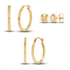 Stud/Hoop Earring Boxed Set 10K Yellow Gold