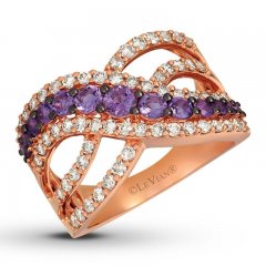 Le Vian Amethyst Ring 7/8 ct tw Diamonds 14K Strawberry Gold