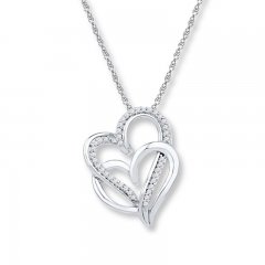 Diamond Heart Necklace 1/6 ct tw Round-cut 10K White Gold