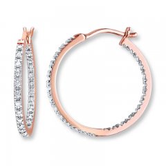 Hoop Earrings 1/4 ct tw Diamonds 10K Rose Gold