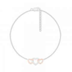 Diamond Heart Anklet Sterling Silver/10K Rose Gold