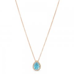 Le Vian Aquamarine & Diamond Necklace 1/8 ct tw 14K Strawberry Gold 18"