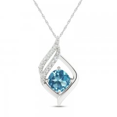 Blue & White Topaz Necklace Sterling Silver