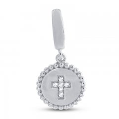 True Definition Cross Charm with Diamonds Sterling Silver