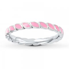 Stackable Ring Pink Enamel Sterling Silver