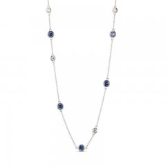 Blue & White Lab-Created Sapphire Necklace Sterling Silver 18"