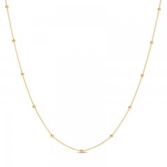 18" Beaded Cable Chain Necklace 14K Yellow Gold Appx. 2mm