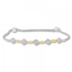 Diamond Bolo Bracelet 7/8 ct tw Round-cut 10K Two-Tone Gold