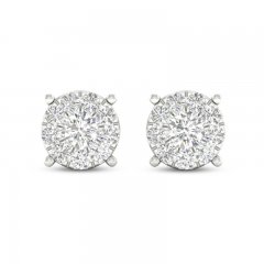 Diamond Halo Stud Earrings 1/2 ct tw Round-Cut 10K White Gold