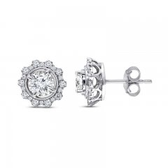 Diamond Stud Earrings 1 ct tw Round-cut 10K White Gold