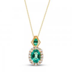 Emerald Necklace 1/8 ct tw Diamonds 10K Yellow Gold 18"