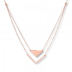 Chevron Layered Necklace 14K Rose Gold