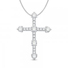 Diamond Cross Necklace 3/8 ct tw 10K White Gold 18"