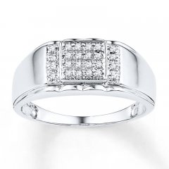 Men's Diamond Ring 1/8 carat tw 10K White Gold