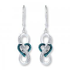 Infinity Blue/White Diamond Earrings 1/10 ct Sterling Silver