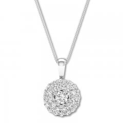 Diamond Necklace 1 ct tw Round-cut 14K White Gold