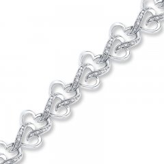 Diamond Heart Bracelet 1/4 ct tw Round-cut Sterling Silver