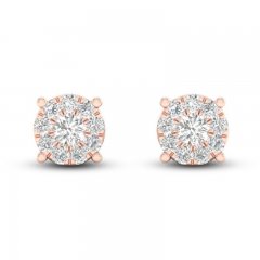 Diamond Halo Stud Earrings 1/10 ct tw Round-Cut 10K Rose Gold