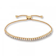 Diamond Bolo Bracelet 1/4 ct tw Round-cut 10K Yellow Gold