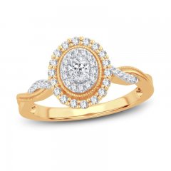 Diamond Engagement Ring 3/8 ct tw Oval/Round 14K Yellow Gold