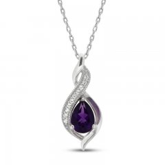 Amethyst & Lab-Created Sapphire Necklace in Sterling Silver