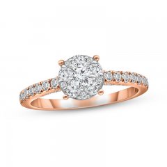 Multi-Diamond Engagement Ring 1 ct tw Round-cut 14K Rose Gold