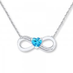 Infinity Necklace Heart-Shaped Blue Topaz Sterling Silver