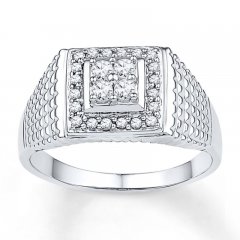 Men's Diamond Ring 1/4 carat tw 10K White Gold