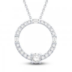 Neil Lane Diamond Circle Necklace 1/2 ct tw Round/Baguette-Cut 14K White Gold 19"