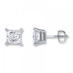 Diamond Earrings 2 ct tw Princess-cut 14K White Gold