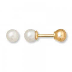 Children's Cultured Pearl Earrings 14K Yellow Gold