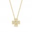 Diamond Clover Necklace 1/4 ct tw Round/Baguette 10K Yellow Gold 18"