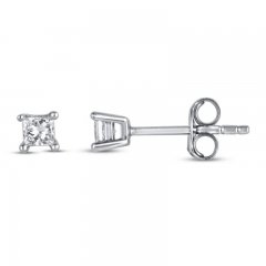 Diamond Solitaire Earrings 1/4 ct tw Princess-cut Sterling Silver