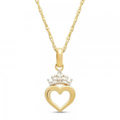Children's Disney Princess Crown Necklace 14K Yellow Gold 13"