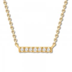 Diamond Bar Necklace 1/20 ct tw Round-cut 10K Yellow Gold 19"