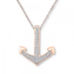 Anchor Necklace 1/15 ct tw Diamonds 10K Rose Gold