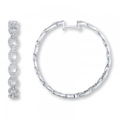 Diamond Hoop Earrings 1 ct tw Round-cut Sterling Silver