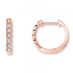 Diamond Hoop Earrings 1/8 ct tw Round-cut 10K Rose Gold