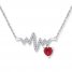 Heartbeat Necklace Lab-Created Ruby Sterling Silver