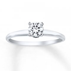 Solitaire Engagement Ring 1/2 Carat Diamond 14K White Gold