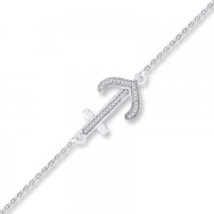 Anchor Bracelet 1/10 ct tw Diamonds Sterling Silver