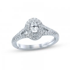 Monique Lhuillier Bliss Diamond Engagement Ring 3/4 ct tw Oval, Baguette & Round-cut 18K White Gold