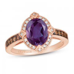 Le Vian Amethyst Ring 1/4 ct tw Diamonds 14K Strawberry Gold