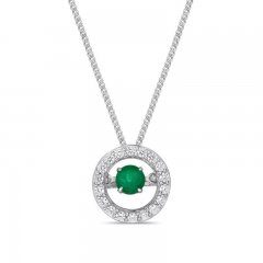 Unstoppable Love Emerald Necklace 1/4 ct tw 10K White Gold 19"