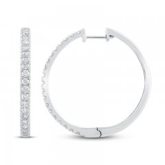 Diamond Hoop Earrings 1 ct tw 10K White Gold