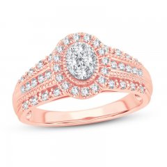 Multi-Stone Diamond Engagement Ring 1/2 ct tw Round-cut 10K Rose Gold