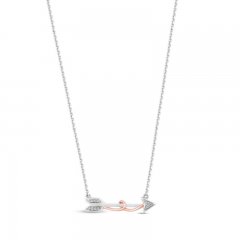 Hallmark Diamonds Arrow Necklace 1/20 ct tw Sterling Silver/10K Rose Gold